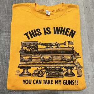 VTG This Is When You Can Take My Guns 1989 Casket Bear Arms Military USA T Shirt